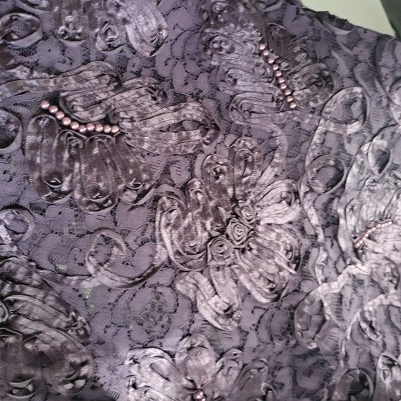 Deep Purple Ribboned and Beaded Bolt of Fabric - Picture 1 of 2